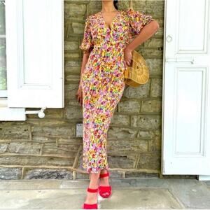 RIXO For Target NWT Floral Puff Sleeve Midi Dress 8 Blogger Favorite